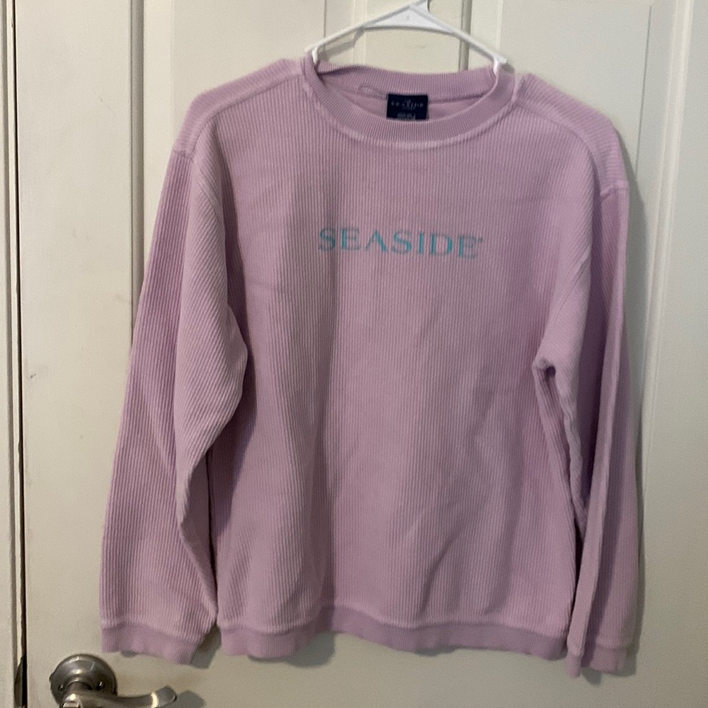 Purple ribbed seaside sweatshirt